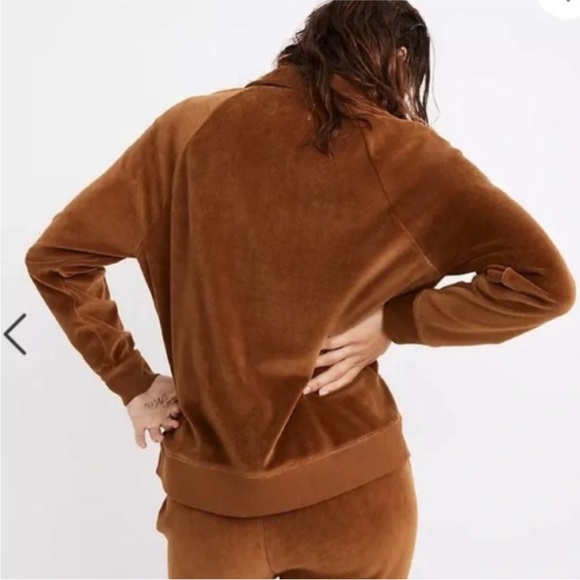 Madewell MWL Brown Orange Velour Half-Zip Sweatshirt Size XXS EUC - Picture 3 of 10